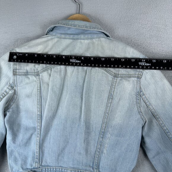 Divided by H&M Cropped Denim Jean Jacket Womens Size 4 Button Front Blue - Picture 11 of 12